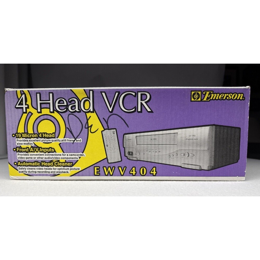 Emerson EWV404 DA-4Head VHS VCR New Open Box Front A/V Inputs Auto Head Cleaner